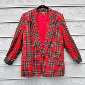 Vintage 1990’s Georgio Sant’Angelo Collectible Gold Plaid Blazer 100% Pure Wool
